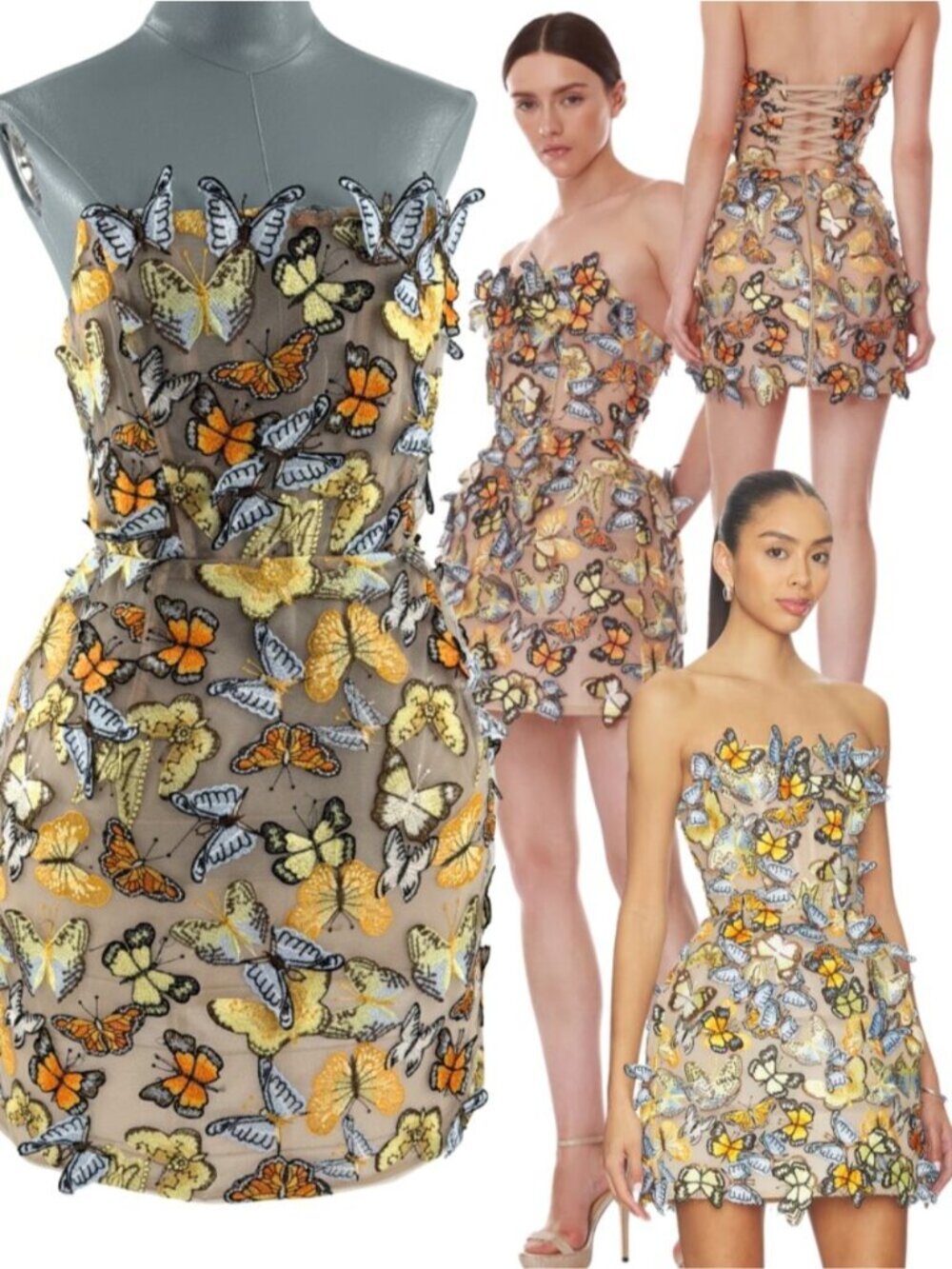 🆕 BRONX & BANCO 🧿 NWOT Bella Butterfly Maraya Strapless Mini Dress, Sz L US 8